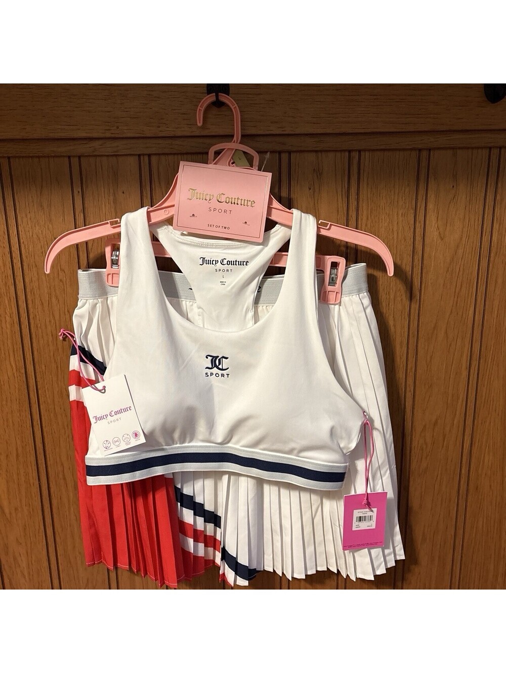 Juicy Couture Sport 2-Piece Colorblock Sports Bra & Skirt Set L JC257258S NWT
